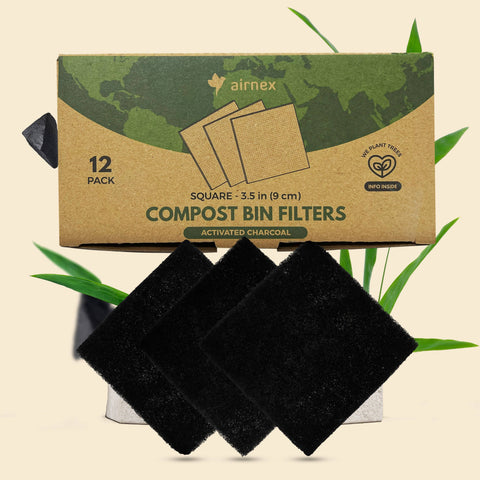 3.5" 12 Pack, Activated Charcoal Compost Bin Filters - AIRNEX