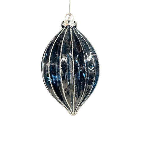 Winter Blue and Silver Drop, 6.5in Christmas Ornament - David Christopher's Collection