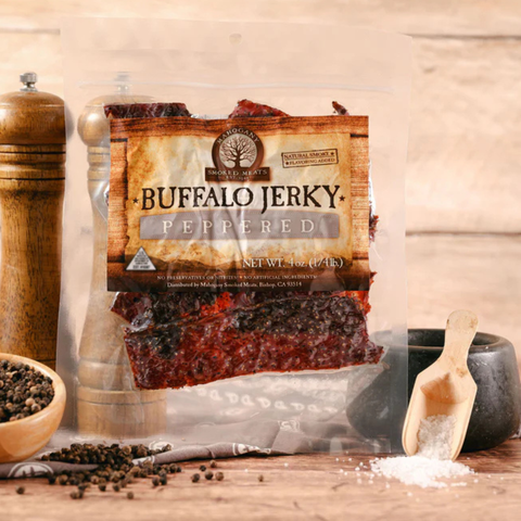 Black Peppered Buffalo Jerky, All-Natural, 3 oz - Mahogany Smoked Meats