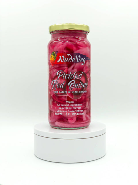Spicy Pickled Red Onions, 16 oz Handcrafted - Ayurveg