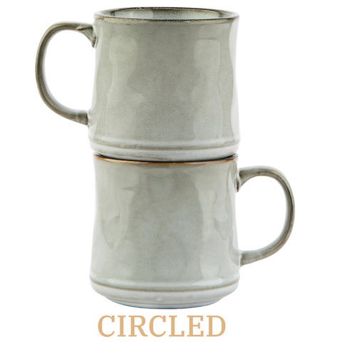 Java Coffee Mugs - Set of 2: Circled, Stoneware, 15 oz - Kook