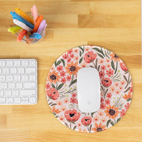 Sunny Poppies Mousepad, 8.5" diameter - Elyse Breanne Design