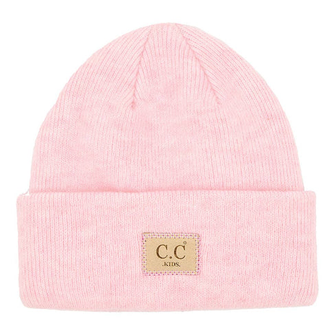 Pink Kids Suede Patch Heather Classic Beanie - Kids - One Size - Fashion City