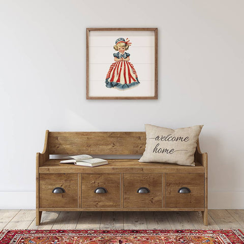 Vintage Americana Girl, 8"x8", Wall Art - Kendrick Home