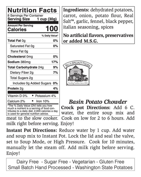 Basin Potato Soup Mix, Large, 7 oz, Serves 8 - Rill Foods