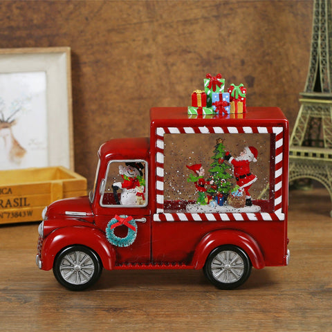 Christmas Red Gift Truck Snow Globe Lantern - SINT
