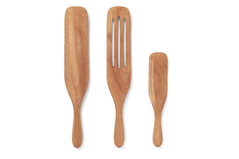 Acacia Wood Spurtle, Set 3, 13" slotted, 10”, and 9” - Fox Run Brands