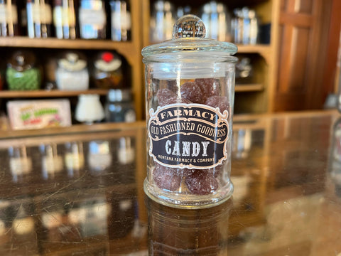 Vintage Huckleberry Candy in Apothecary Jar - Montana Farmacy