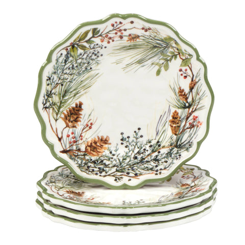 Winters Forest Christmas - Canape Plate Set of 4 - 6 in - Certified International