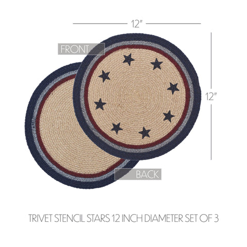 My Country Trivet Stencil Stars, Set of 3, 12 in - VHC Brands