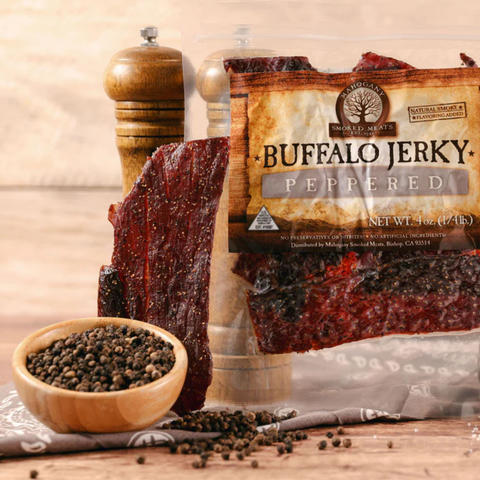 Black Peppered Buffalo Jerky, All-Natural, 3 oz - Mahogany Smoked Meats