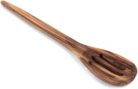 Ironwood Slotted Spoon Utensil for Cooking, Acacia, 12" - Fox Run Brands