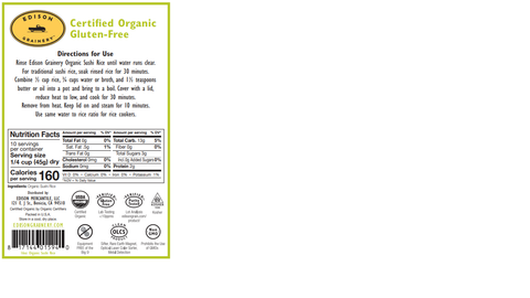Organic Sushi Rice, 16 oz - Edison Grainery