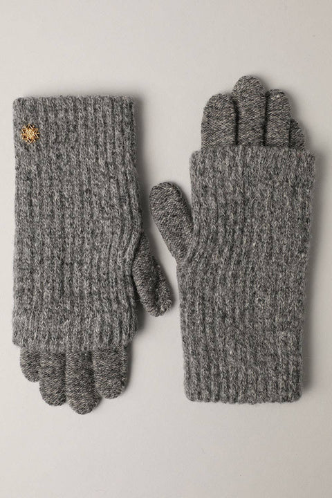 Grey Winter Wool Blend Double Layer Knitted Gloves: One Size - Fashion City