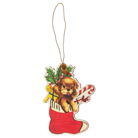 Retro Look Wooden Puppy, Kitten, & Reindeer Ornaments, Set of 4 - Col House Designs