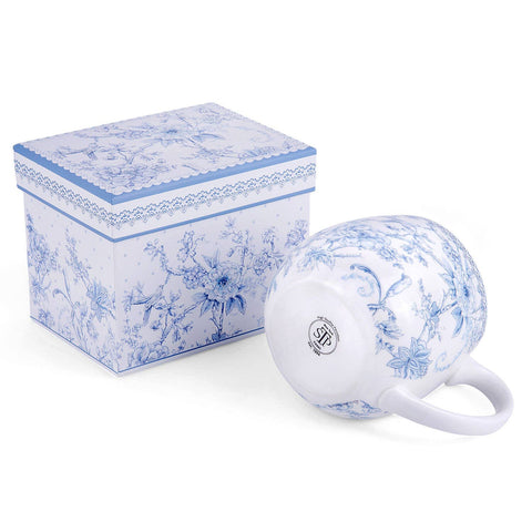 Blue Flowers Bone China Big Belly Mug, 14.54 fl oz, in Gift Box