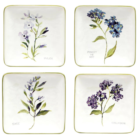Fresh Herbs Canape Plates 6 in - Set of 4 - Certified International