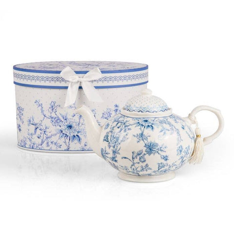 Blue Flowers Bone China Teapot, 1.14 qt, in Gift Box