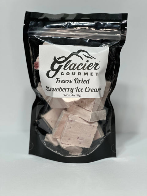 Freeze Dried Strawberry Ice Cream, 3oz Bag - Glacier Gourmet