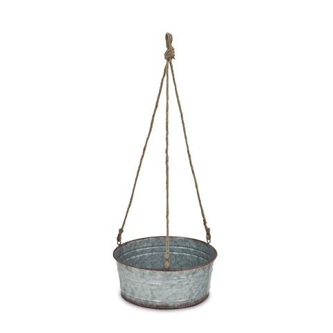 Inara Round Galvanized Hanging Metal Planter: Large - Cheungs Home Decor