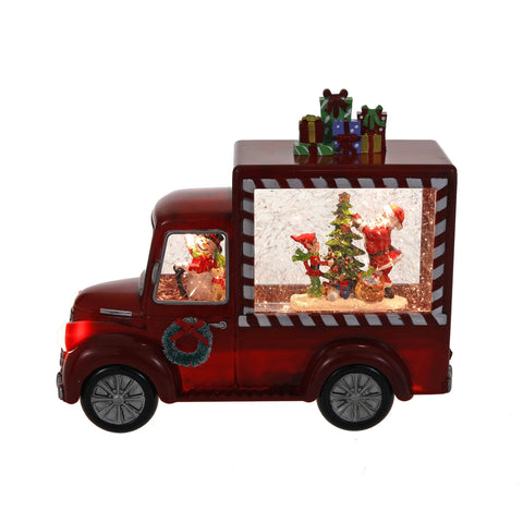 Christmas Red Gift Truck Snow Globe Lantern - SINT