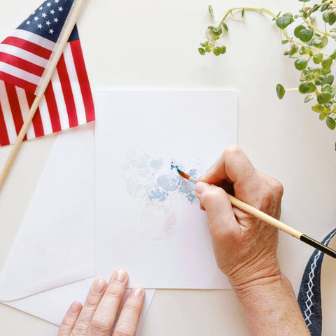 Americana Paintable Watercolor Notecards, Set of 8 - Emily Lex Studio