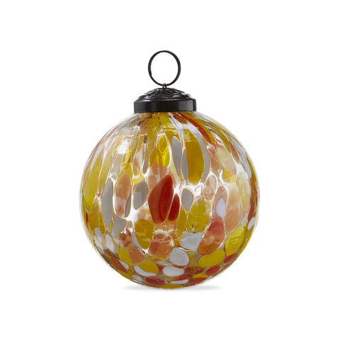 Confetti Glass Christmas Ornament - 3in, Yellow - tag