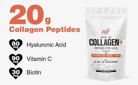 Collagen+ with Hydrolyzed Collagen Powder, 16 oz - Hearthy Foods