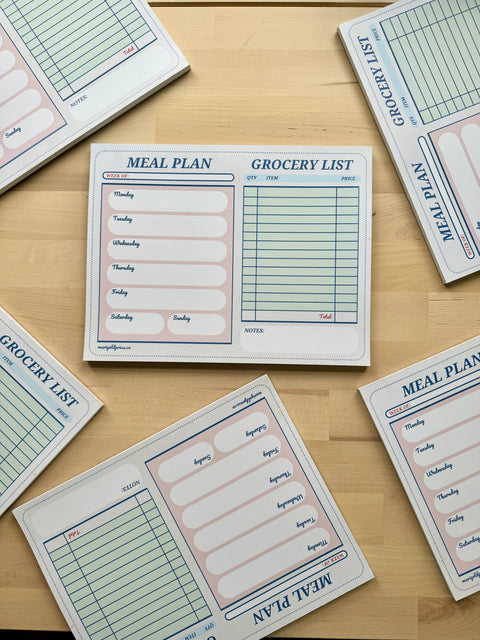 Retro Diner Check Style Meal Planner & Grocery List Notepad - Marigold Press