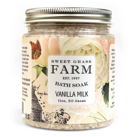 Bath Soak With Wildflower Extracts, Vanilla Milk Scent - Sweet Grass Farm