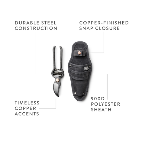 Pruner with Sheath, 11.5", Premium Gardening Tool - Barebones