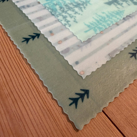 Beeswax Wraps, Plant More Trees, Starter Set of 3, 8"x8", 10"x10", 12"x12" - Shor