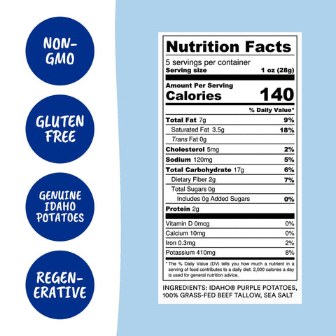 Tallow Purple Sea Salt Kettle Cooked Potato Chips, 5 oz Bag - Roots Potato Chips