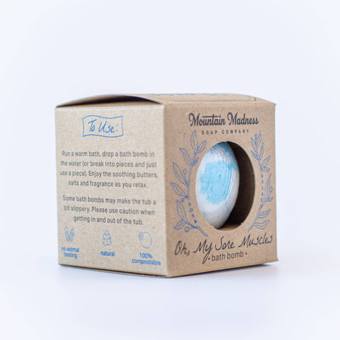 Oh, My Sore Muscles Bath Bomb - Mountain Madness Soap Co.