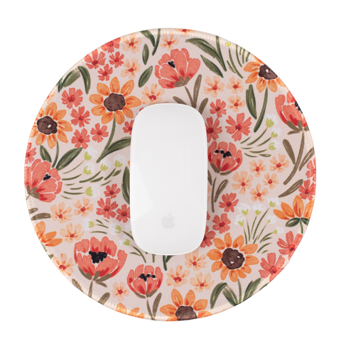 Sunny Poppies Mousepad, 8.5" diameter - Elyse Breanne Design