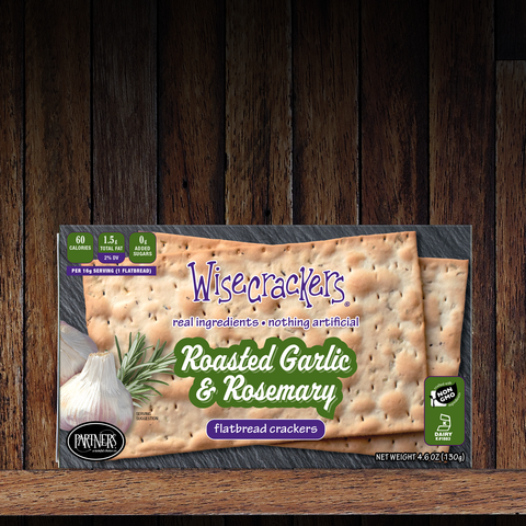 Roasted Garlic & Rosemary Flatbread Crackers - Partners Crackers