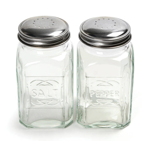 Salt & Pepper Shaker Set, 8 oz, Clear Retro Glass - RSVP International