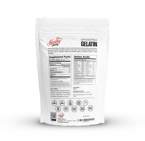 Gelatin Powder, 16 oz, Grass-Fed Unflavored - Hearthy Foods