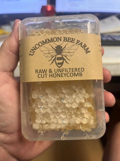 Raw and Unfiltered Cut Honeycomb, 7oz-8oz - Uncommon Bees