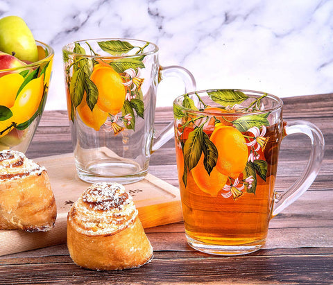 Lemons Glass Coffee and Tea Glass, Set of 4, Tapered