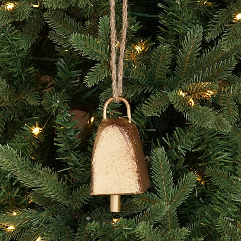 Vintage Gold Cow Bell with Loop - Holiday Depot Inc.