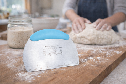 Stainless Steel Dough Scraper | Bench Scraper for Baking: Blue - My Rustic Roots