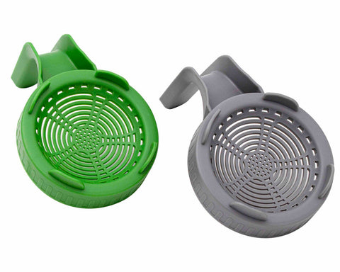 Plastic Sprouting Lid with Built-In Stand and Handle, Wide Mouth, Green - Mason Jar Lifestyle