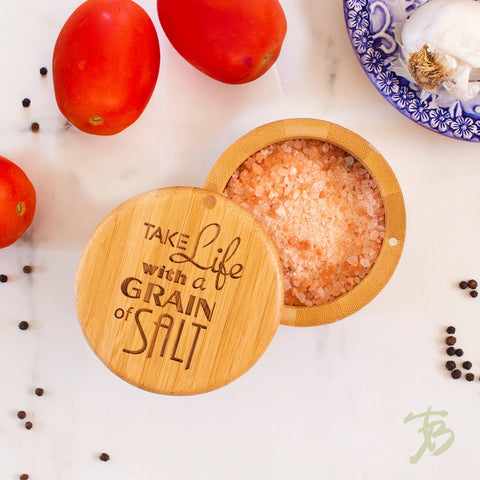 Salt Box: "Take Life with a Grain Of Salt" Engraved - Totally Bamboo