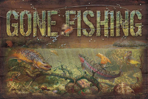 Gone Fishing, 8"x12" Wood Sign - Art Brand Studios
