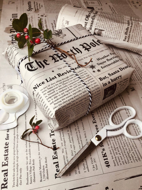 North Pole Newspaper Gift Wrap, Plastic Free! - The North Pole Sun