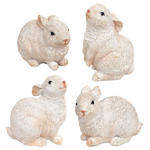 White Resin Bunny, 4 Assorted, 2" to 3" high - The Hearthside Collection