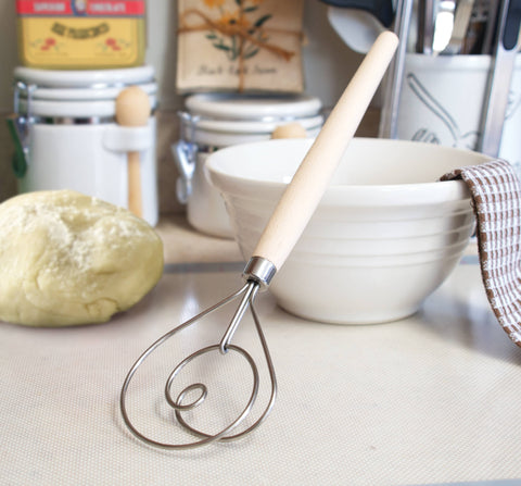 Danish Dough Whisk, Stainless Steel and Wood, 12" - Fox Run Brands