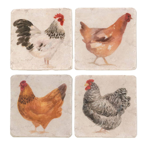 Rooster Resin Coasters, set of 4 - Col House Designs