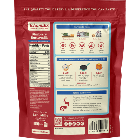 Blueberry Buttermilk Pancake Mix, 2 lb Pouch - Lehi Mills
